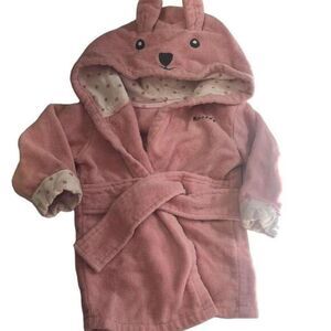 Carter's Baby Girl Pink Bunny Rabbit Hooded Bath‎ Robe 0-9 Months